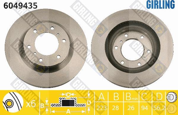 Girling 6049435 - Гальмівний диск autocars.com.ua