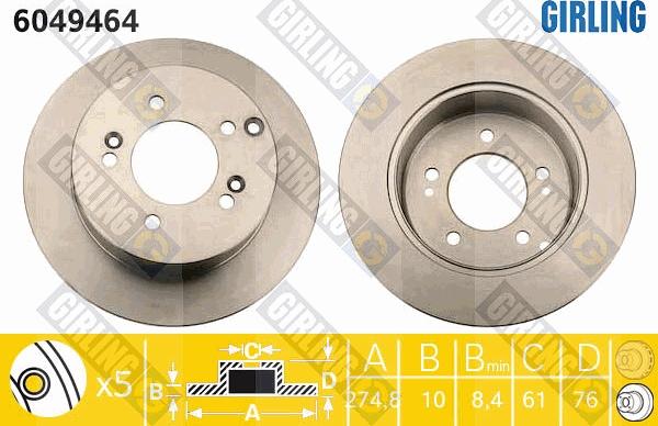 Girling 6049464 - Гальмівний диск autocars.com.ua