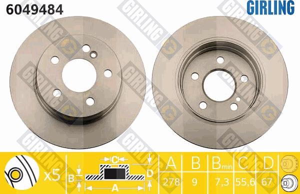 Girling 6049484 - Гальмівний диск autocars.com.ua