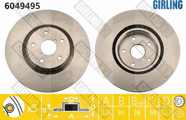 Girling 6049495 - Тормозной диск avtokuzovplus.com.ua