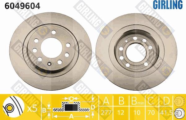 Girling 6049604 - Гальмівний диск autocars.com.ua