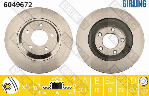 Girling 6049672 - Гальмівний диск autocars.com.ua