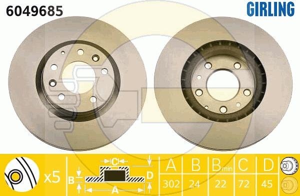 Girling 6049685 - Тормозной диск avtokuzovplus.com.ua