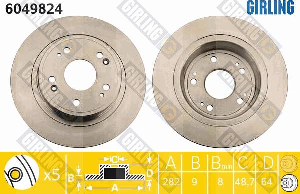 Girling 6049824 - Гальмівний диск autocars.com.ua