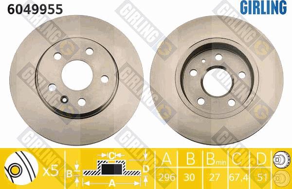 Girling 6049955 - Тормозной диск avtokuzovplus.com.ua