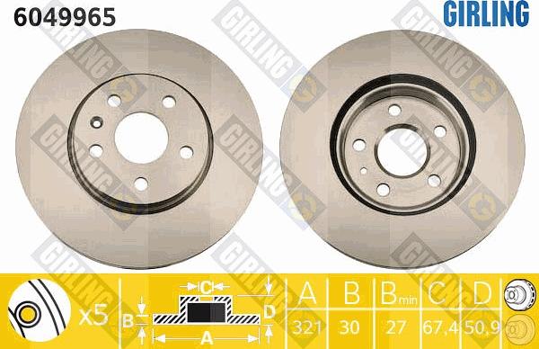 Girling 6049965 - Гальмівний диск autocars.com.ua