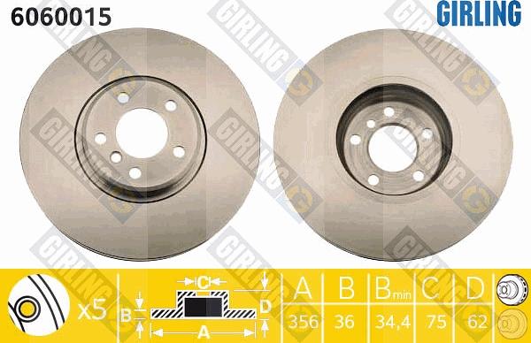 Girling 6060015 - Гальмівний диск autocars.com.ua