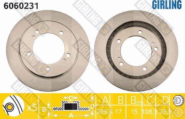 Girling 6060231 - Тормозной диск avtokuzovplus.com.ua