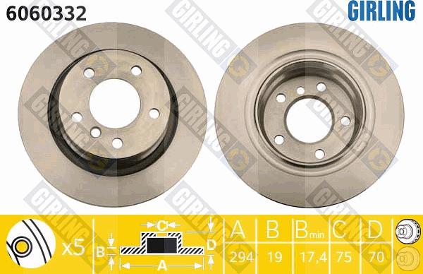 Girling 6060332 - Гальмівний диск autocars.com.ua