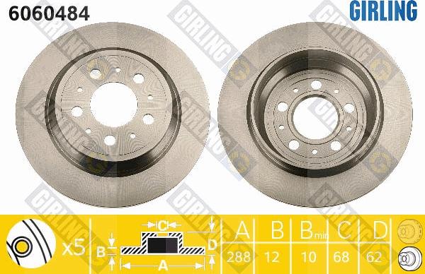 Girling 6060484 - Тормозной диск avtokuzovplus.com.ua