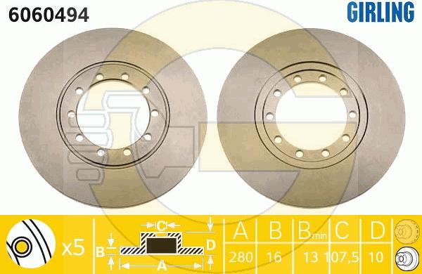 Girling 6060494 - Гальмівний диск autocars.com.ua