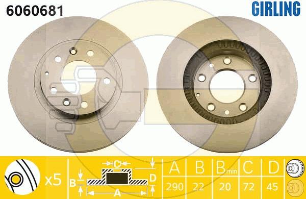 Girling 6060681 - Тормозной диск avtokuzovplus.com.ua