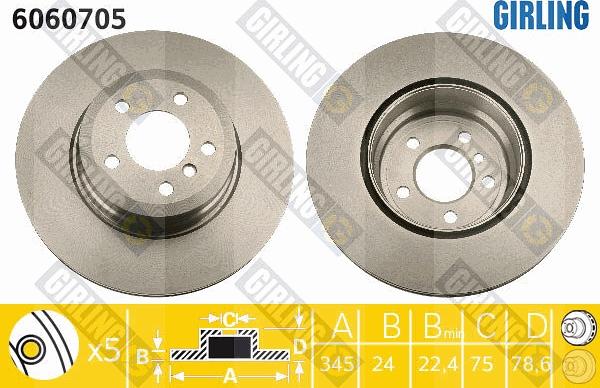 Girling 6060705 - Тормозной диск avtokuzovplus.com.ua