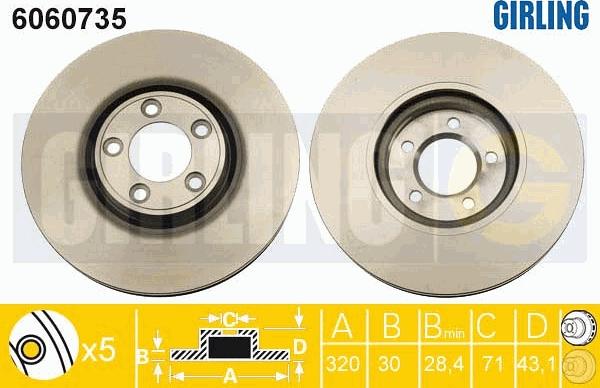 Girling 6060735 - Гальмівний диск autocars.com.ua