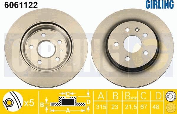 Girling 6061122 - Гальмівний диск autocars.com.ua