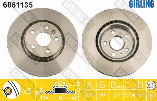 Girling 6061135 - Гальмівний диск autocars.com.ua