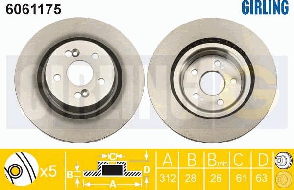 Girling 6061175 - Гальмівний диск autocars.com.ua