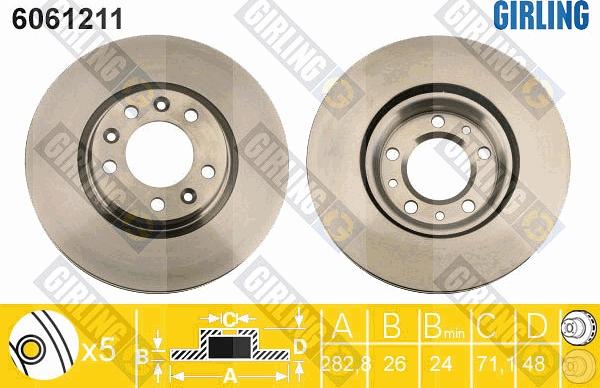 Girling 6061211 - Гальмівний диск autocars.com.ua