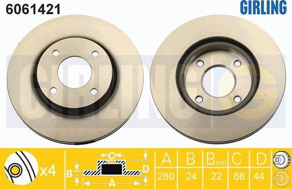 Girling 6061421 - Гальмівний диск autocars.com.ua