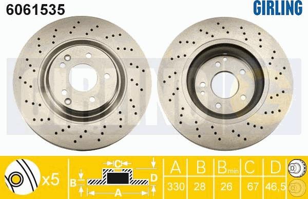 Girling 6061535 - Тормозной диск avtokuzovplus.com.ua