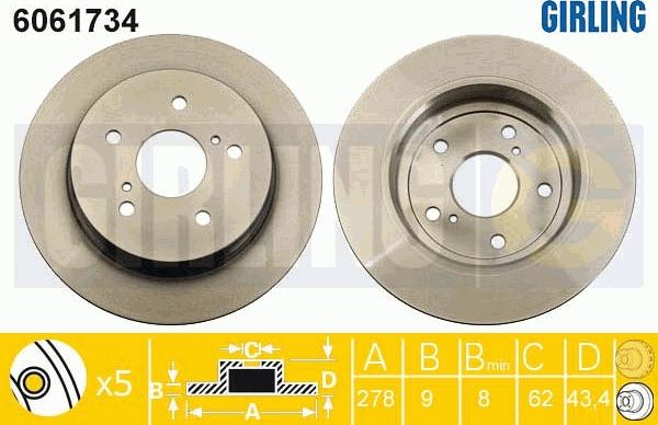 Girling 6061734 - Гальмівний диск autocars.com.ua