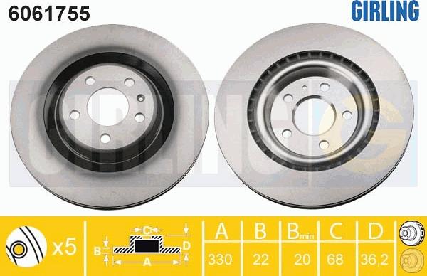 Girling 6061755 - Гальмівний диск autocars.com.ua