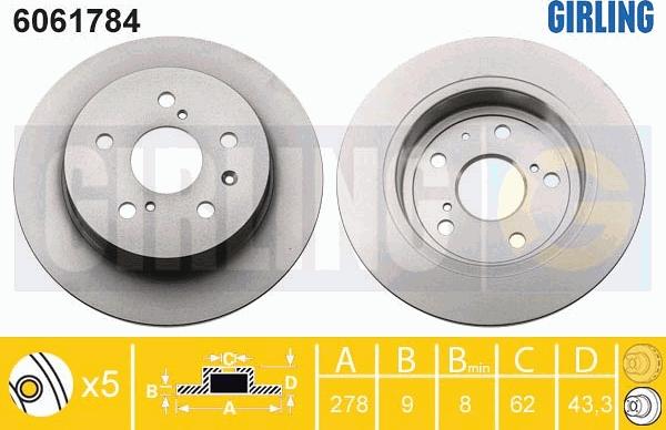 Girling 6061784 - Тормозной диск avtokuzovplus.com.ua