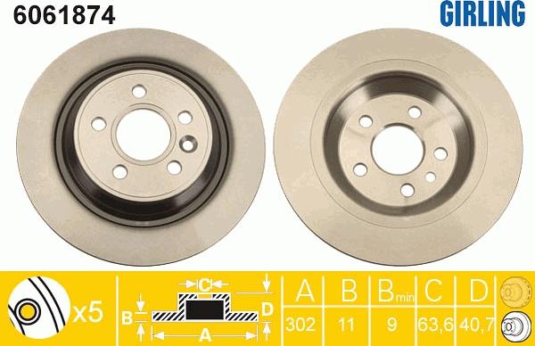 Girling 6061874 - Гальмівний диск autocars.com.ua