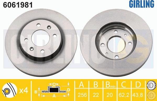 Girling 6061981 - Гальмівний диск autocars.com.ua