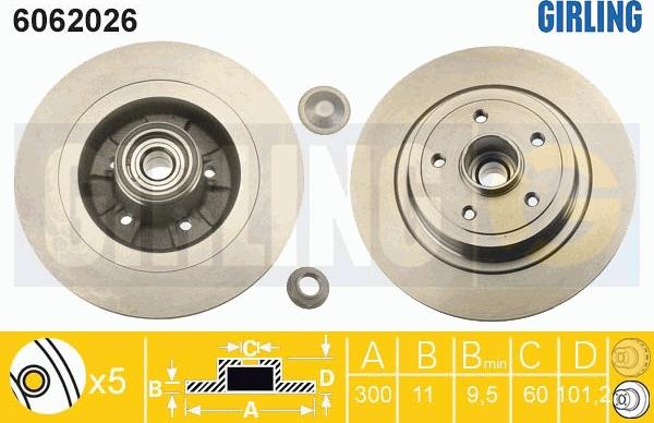 Girling 6062026 - Гальмівний диск autocars.com.ua