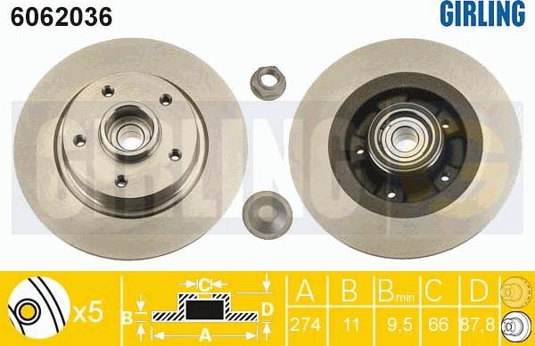 Girling 6062036 - Тормозной диск avtokuzovplus.com.ua