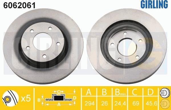 Girling 6062061 - Тормозной диск avtokuzovplus.com.ua