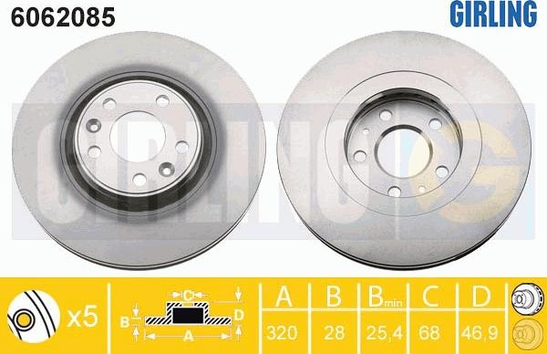 Girling 6062085 - Гальмівний диск autocars.com.ua