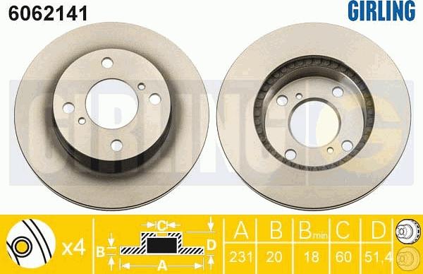 Girling 6062141 - Тормозной диск avtokuzovplus.com.ua