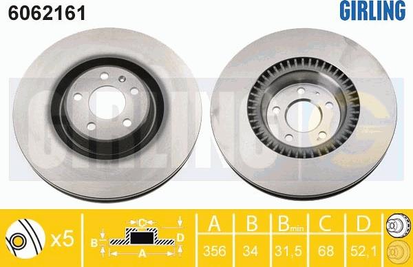 Girling 6062161 - Гальмівний диск autocars.com.ua