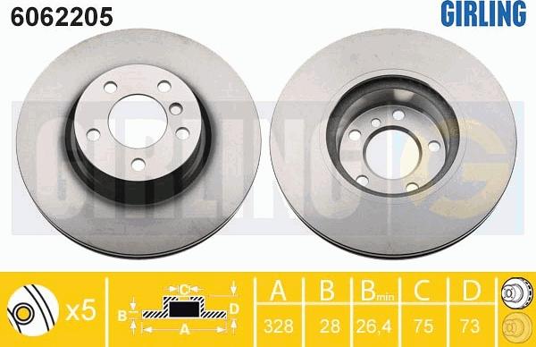 Girling 6062205 - Тормозной диск avtokuzovplus.com.ua