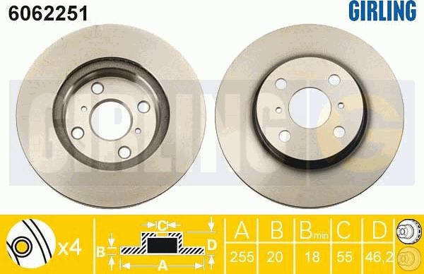 Girling 6062251 - Гальмівний диск autocars.com.ua