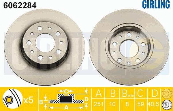 Girling 6062284 - Тормозной диск avtokuzovplus.com.ua