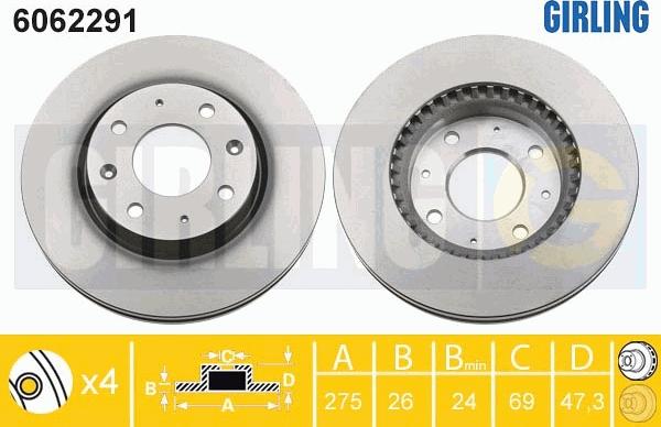 Girling 6062291 - Тормозной диск avtokuzovplus.com.ua