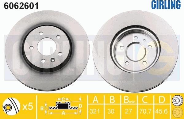 Girling 6062601 - Тормозной диск avtokuzovplus.com.ua