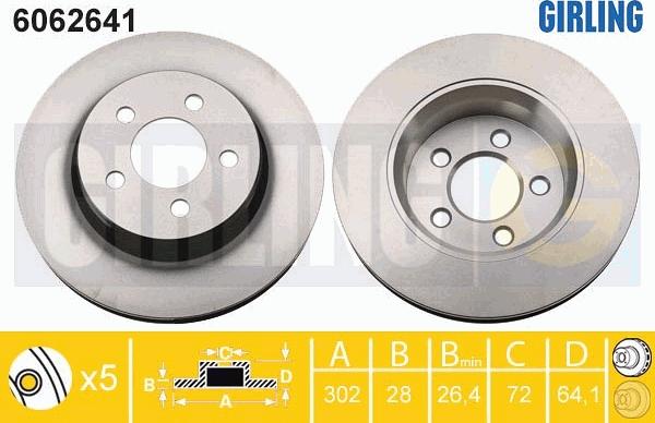 Girling 6062641 - Тормозной диск avtokuzovplus.com.ua