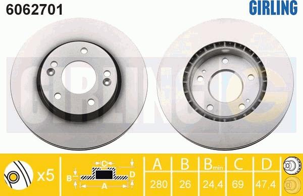 Girling 6062701 - Гальмівний диск autocars.com.ua