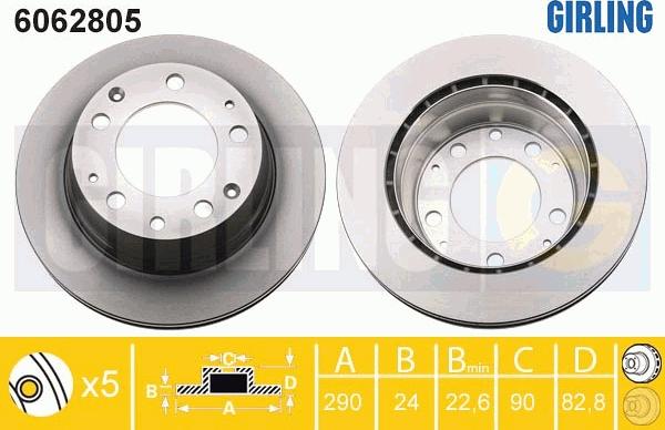 Girling 6062805 - Гальмівний диск autocars.com.ua