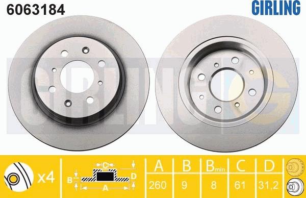 Girling 6063184 - Тормозной диск avtokuzovplus.com.ua