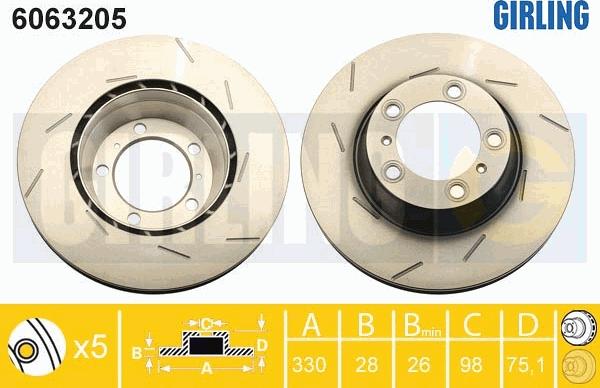 Girling 6063205 - Гальмівний диск autocars.com.ua