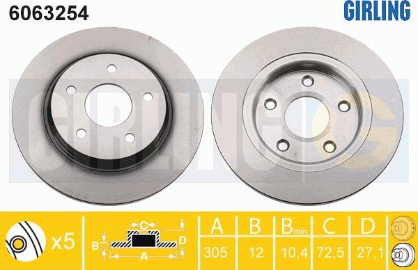 Girling 6063254 - Гальмівний диск autocars.com.ua