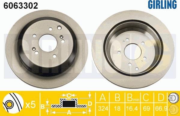 Girling 6063302 - Тормозной диск avtokuzovplus.com.ua