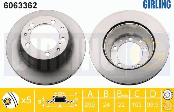 Girling 6063362 - Гальмівний диск autocars.com.ua