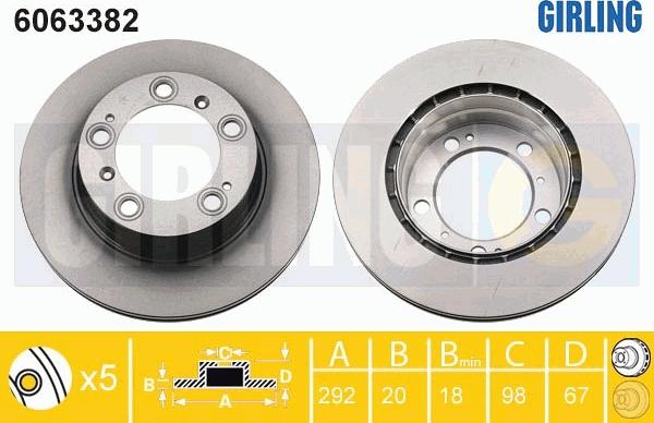 Girling 6063382 - Гальмівний диск autocars.com.ua