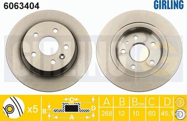 Girling 6063404 - Тормозной диск avtokuzovplus.com.ua